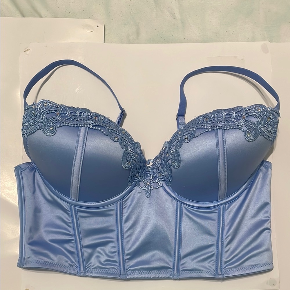 Elegant Blue Lace Women's Bustier